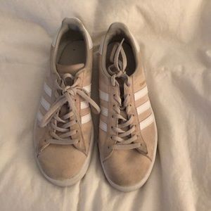 tan and white adidas campus